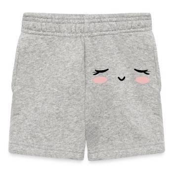 Kawaii face asleep eyes closed - Baby Shorts - heather grey - Front
