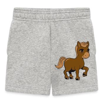 Pony horse riding pony farm trot fun maedchen su - Baby Shorts - heather grey - Front
