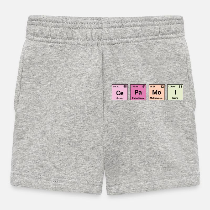 Cepamoi en éléments périodiques - Short Bébé - gris chiné