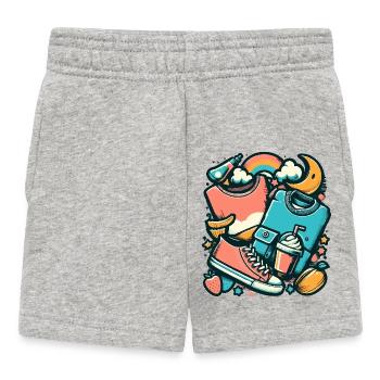 Colorful collage with clothes and everyday objects - Baby Shorts - heather grey - Front