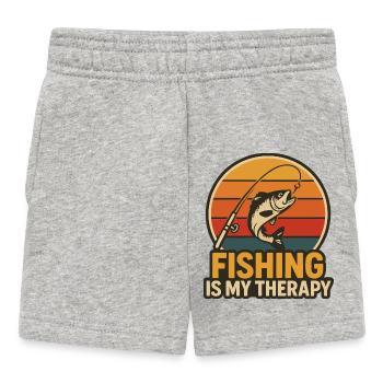 Angeln ist meine Therapie - Baby Shorts - Grau meliert - Vorne