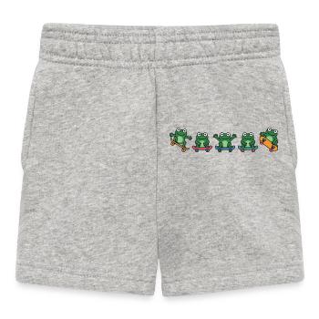 Row of Skateboarding Frogs - Baby Shorts - heather grey - Front