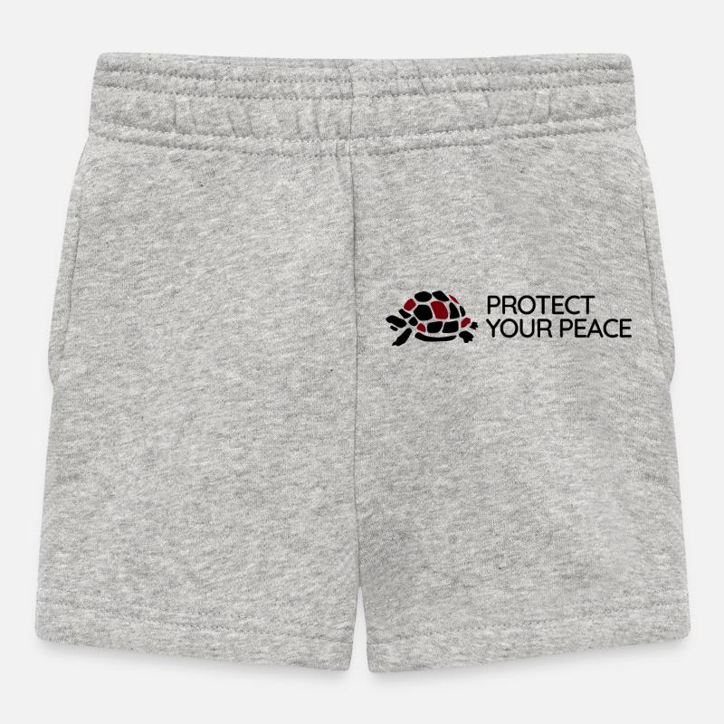Tortue - Protège ta paix - Short Bébé - gris chiné