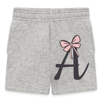 Lettre initiale A ruban - Short Bébé - gris chiné - Devant