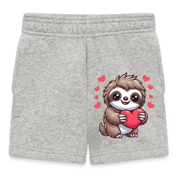 Süßes Faultier Liebe Herz Freundschaft - Baby Shorts - Grau meliert - Vorne