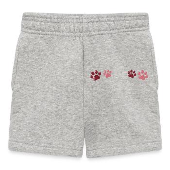 Two-tone red paw prints - Baby Shorts - heather grey - Front