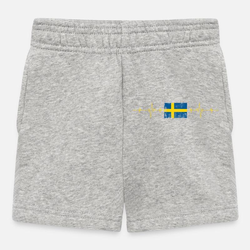 Drapeau de la Suède Heartbeat - Short Bébé - gris chiné