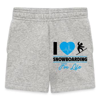 Ich liebe Snowboarden fürs Leben - Baby Shorts - Grau meliert - Vorne