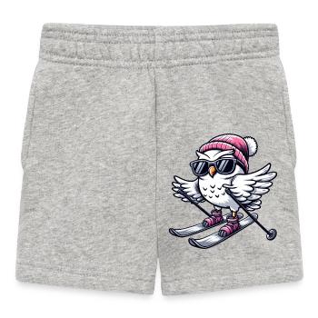 Schneeeule Skifahrer, Winterurlaub Charme - Baby Shorts - Grau meliert - Vorne