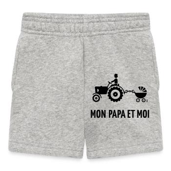 Mon Papa Et Moi (Paysan / Tracteur / Landau / B) - Short Bébé - gris chiné - Devant