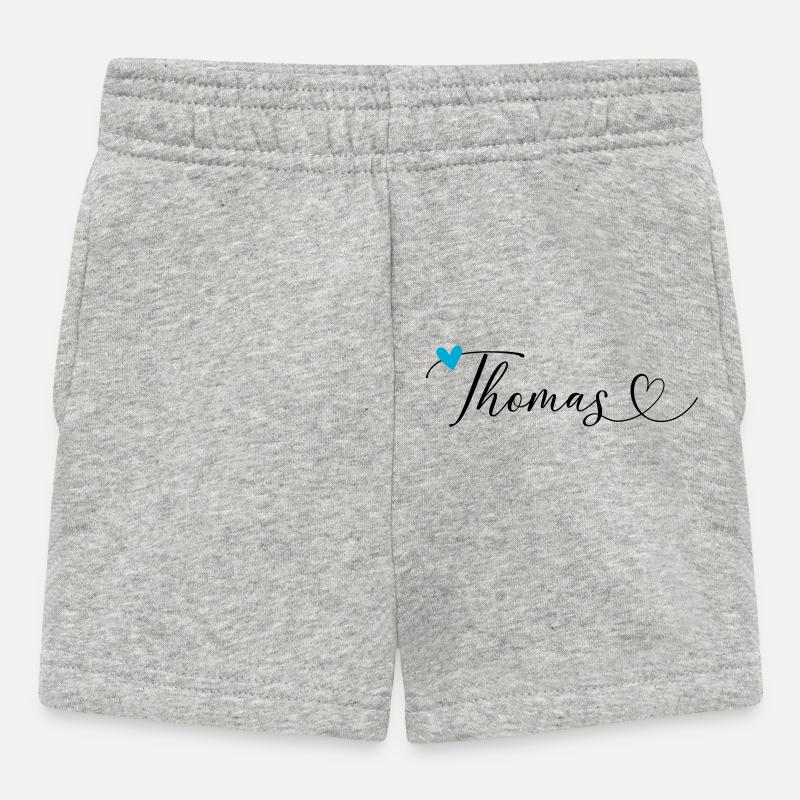 Thomas Nom Prénom Calligraphie Coeur - Short Bébé - gris chiné
