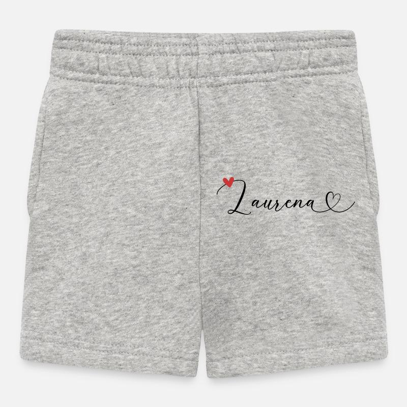 Laurena Nom Prénom Calligraphie coeur - Short Bébé - gris chiné