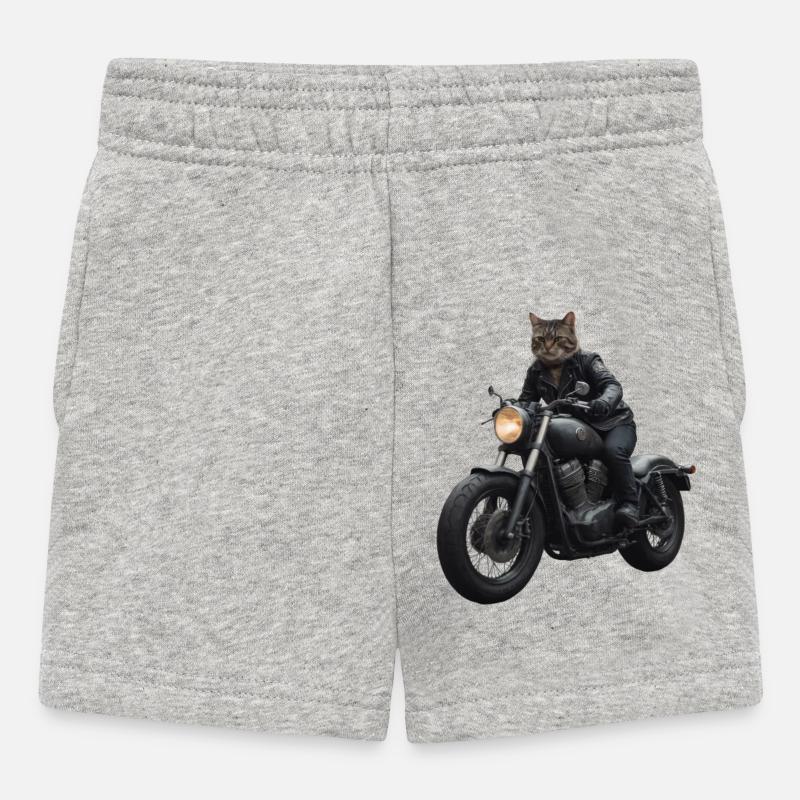 Biker Katze - Baby Shorts - Grau meliert