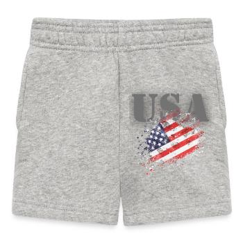 USA with flag - Baby Shorts - heather grey - Front