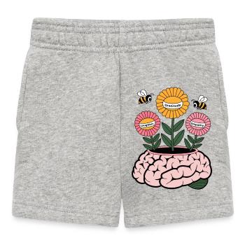 Mindful Growth – Brain Blooming with Gratitude, La - Baby Shorts - heather grey - Front