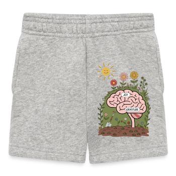 Grow Joy and Gratitude - Mindful Brain Garden Art - Baby Shorts - heather grey - Front