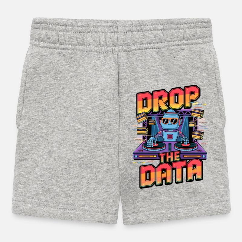 Drop the Data DJ Robot Techno Design - Baby Shorts - heather grey