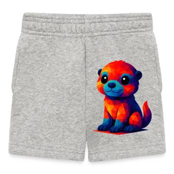 WPAP Polygon Kawaii Stil Baby Otter Tiere - Baby Shorts - Grau meliert - Vorne