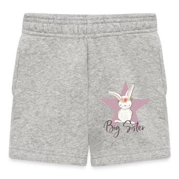 Motiv für die große Schwester mit kleinem Hasen - Baby Shorts - Grau meliert - Vorne