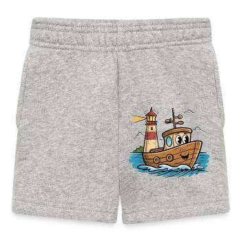 Funny Ship with Lighthouse for Kids - Baby Shorts - heather grey - Front