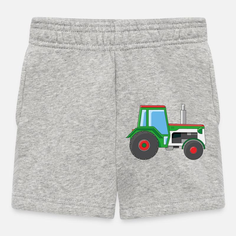 Tracteur vert - Short Bébé - gris chiné