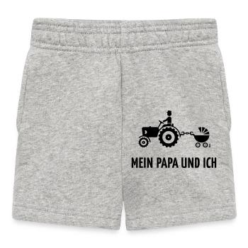 Mein Papa Und Ich (Bauer, Trecker & Kinderwagen,B) - Baby Shorts - Grau meliert - Vorne