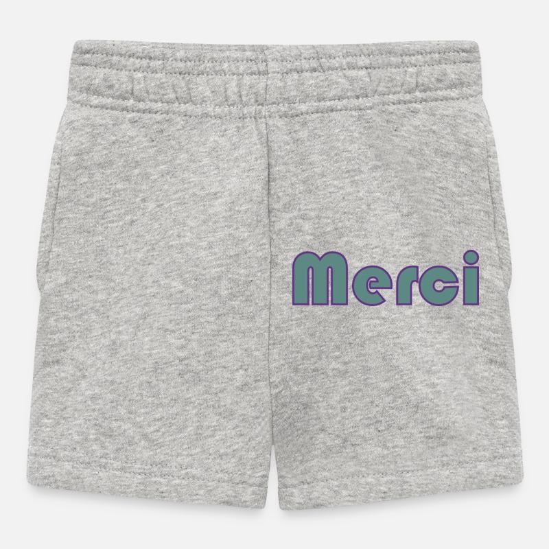 MERCI. ANNIVERSAIRE. NAISSANCE. RETRAITE. MERCI - Short Bébé - gris chiné