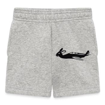 Bunny Air flying bunny spread VECTORGRAPHIC - Baby Shorts - heather grey - Front