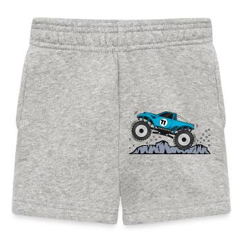 Monster Truck Birthday 11 Turquoise - Baby Shorts - heather grey - Front