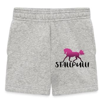 Stallpulli Pferd Reiten Reiterhof Stall Geschenk - Baby Shorts - Grau meliert - Vorne
