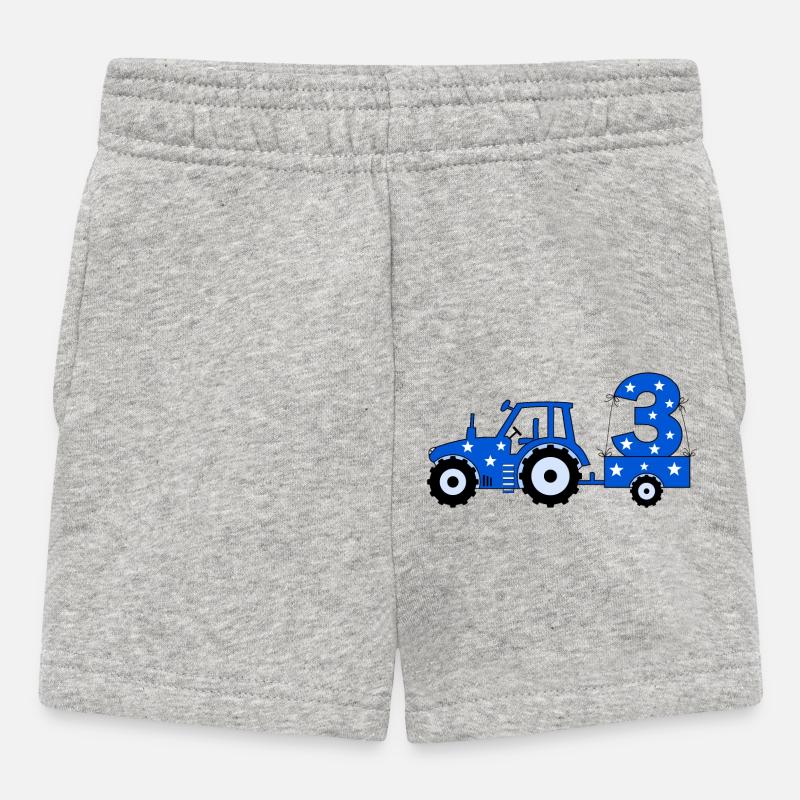 3. Geburtstag Traktor - Baby Shorts - Grau meliert
