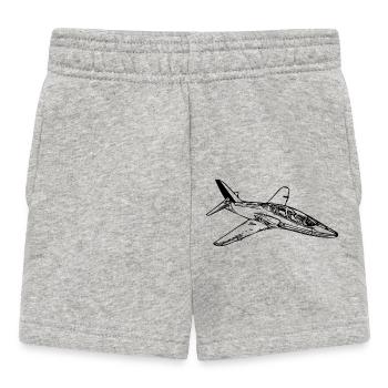 Schnittiger Jet Flieger Flugzeug - Baby Shorts - Grau meliert - Vorne