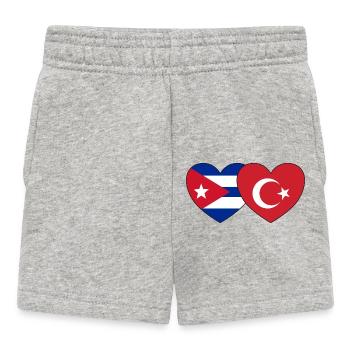 Cuba Turkey Flag Heart - Baby Shorts - heather grey - Front