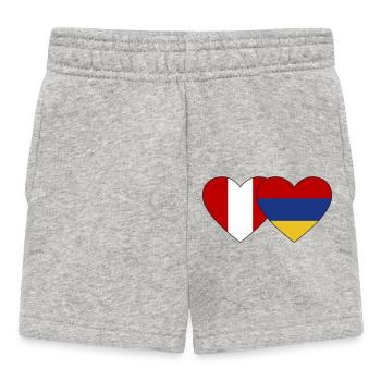 Peru Armenia Flag Heart - Baby Shorts - heather grey - Front