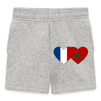 Frankreich Marokko Flagge Herz - Baby Shorts - Grau meliert - Vorne