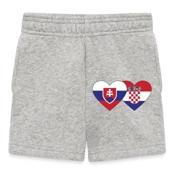 Slowakei Kroatien Flagge Herz - Baby Shorts - Grau meliert - Vorne