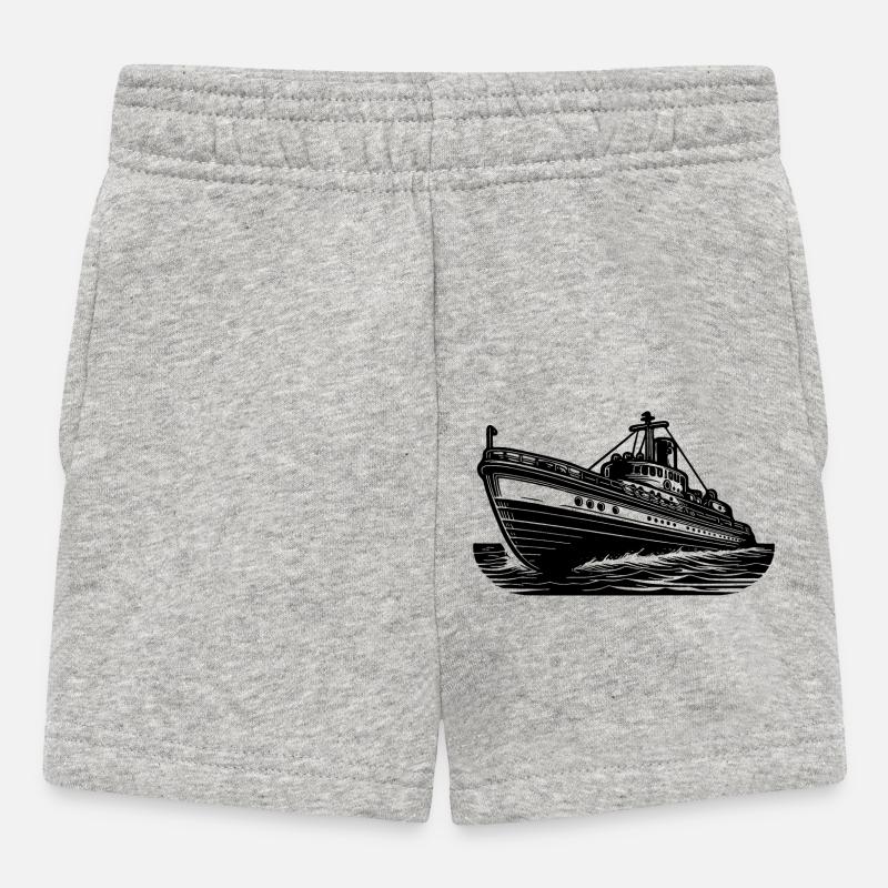 Schnittiges Hochseeschiff Kutter Schlepper - Baby Shorts - Grau meliert