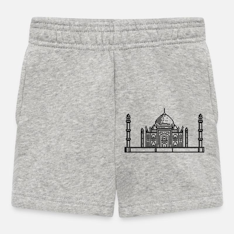 1 bit Pixel Taj Mahal - Short Bébé - gris chiné
