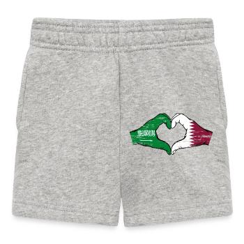 Saudi Arabia Qatar flag hands heart shape used - Baby Shorts - heather grey - Front
