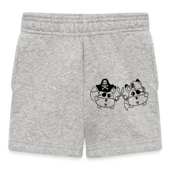 2 Little Cute Pirate Foxes Eye Patch Saber Duel - Baby Shorts - heather grey - Front