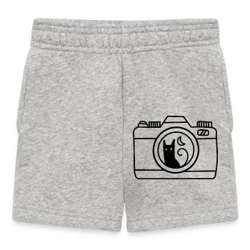 Katzenkamera - Baby Shorts - Grau meliert - Vorne