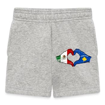 Mexico Kosovo flag hands heart shape used - Baby Shorts - heather grey - Front