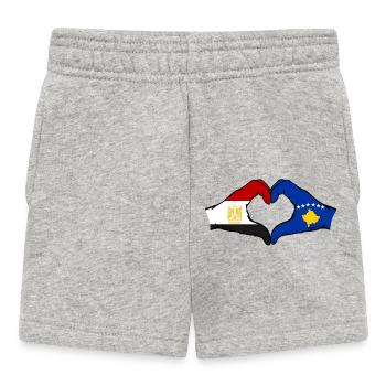Egypt Kosovo Flag Hands Heart Shape - Baby Shorts - heather grey - Front