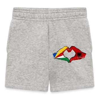 Seychelles Albania Flag Hands Heart Shape Used - Baby Shorts - heather grey - Front