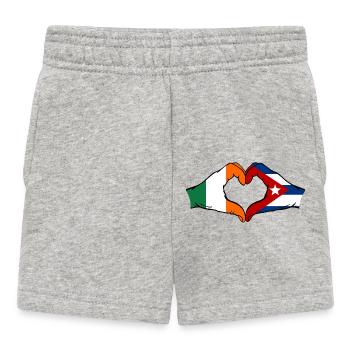 Irlande Cuba Drapeau Mains Coeur Forme - Short Bébé - gris chiné - Devant