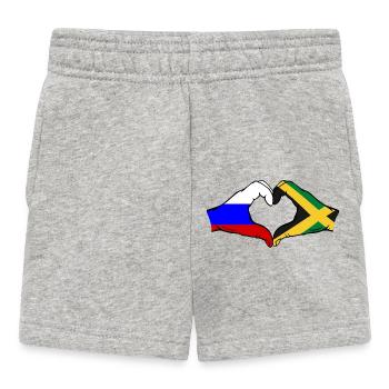 Russie Jamaïque Drapeau Mains Coeur Forme - Short Bébé - gris chiné - Devant