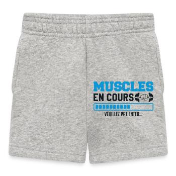 Muscles en cours ... musculation Humour marrant - Short Bébé - gris chiné - Devant