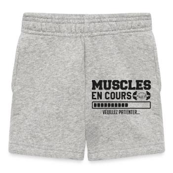 Muscles en cours ... musculation Humour marrant - Short Bébé - gris chiné - Devant