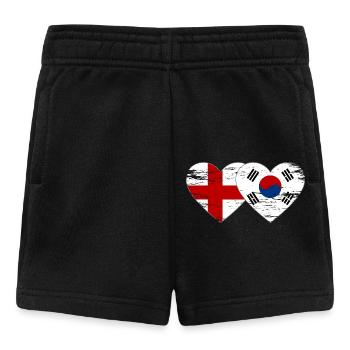 England South Korea flag heart used - Baby Shorts - black - Front