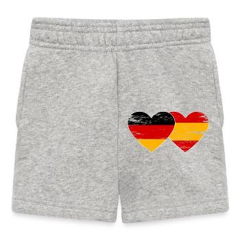 Allemagne Espagne Drapeau Mains Coeur Forme Utilisé - Short Bébé - gris chiné - Devant